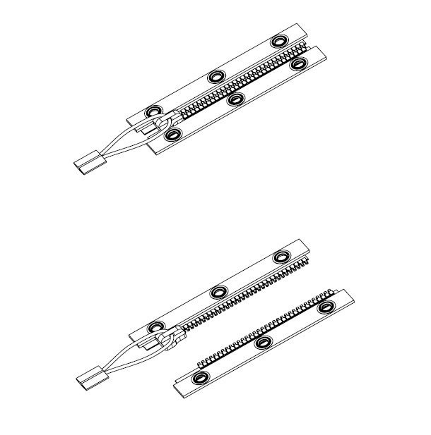 Back mounted counterlung zippers (short) - pair